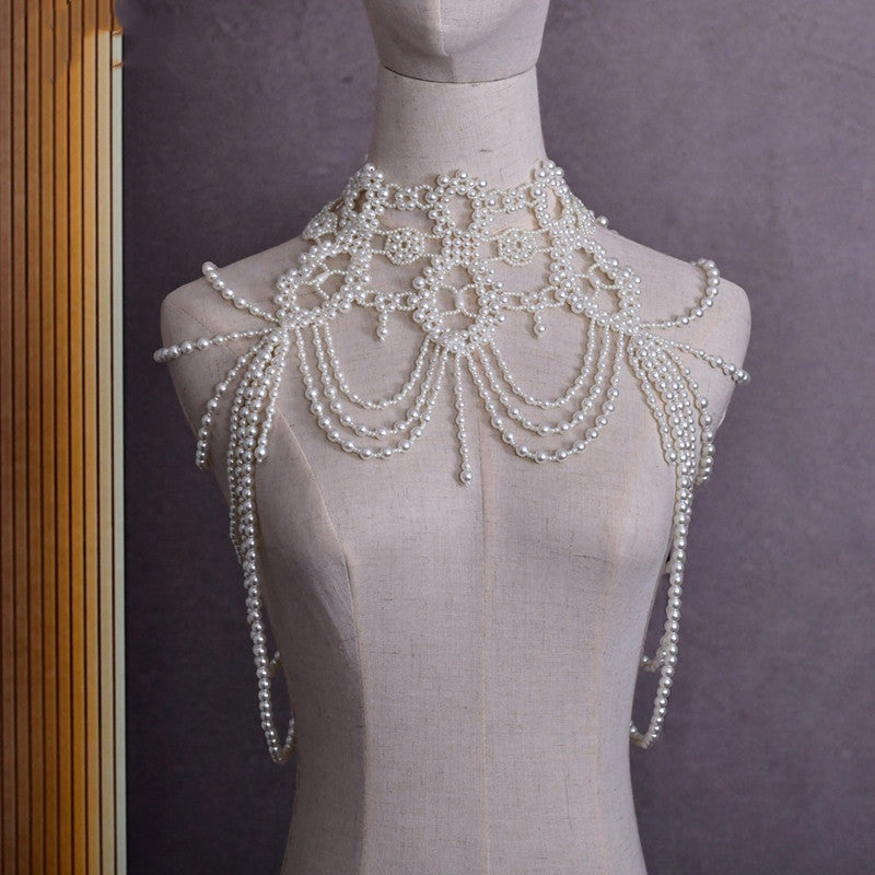 European And American Wedding Bridal Shoulder Chain Mori Pearls